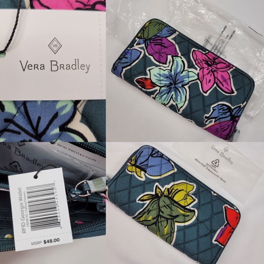 NEW Vera Bradley RFID GEORGIA LONG ZIP TOP QUILTED FLORAL CLUTCH WALLET NWT